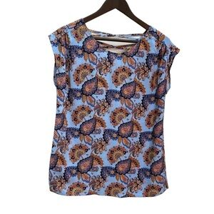 Nwt Soya Concept💙Blue Paisley Print Cap Sleeve Top Size S
